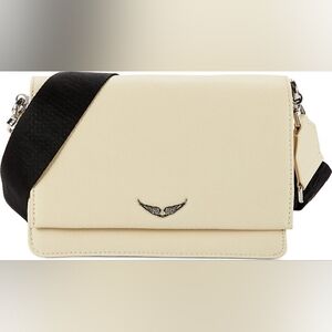New Zadig & Voltaire Lolita grained leather flash handbag purse $448 cream